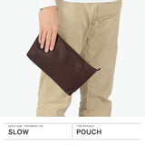 SLOW ポーチ メンズ レディース 大きめ 小物入れ ブランド レザー Lサイズ スロウ マチ付き マチ 革 本革 おしゃれ シンプル ギフト プレゼント ファスナー 黒 日本製 A5 bono Pouch L 300S32C