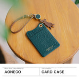 アオネコ パスケース リール付き aoneco 定期入れ ICカードケース IDケース かわいい オフィス 通勤 通学 可愛い 革 本革 牛革 レザー 猫 ネコ 保護猫 保護ネコ ねこ 日本製 リール付きパスケース an004
