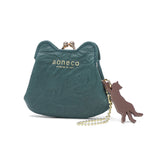 アオネコ ポーチ 小物入れ 小さめ ブランド aoneco レディース がま口 ミニ コンパクト マイクロポーチ かわいい 可愛い 革 本革 牛革 レザー 猫 ネコ 保護猫 保護ネコ ねこ 日本製 マイクロがま口ポーチ an020