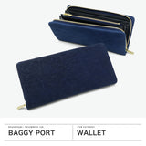 バギーポート 長財布 メンズ レディース BAGGY PORT 本革 革 レザー 大容量 財布 シンプル ファスナー ブランド 藍染め ヌバック ラウンドファスナー ZYS-490