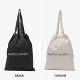 ビューティフルピープル トートバッグ レディース メンズ 大きめ A4 beautiful people バッグ トート 軽量 巾着 サブバッグ おしゃれ ブランド 大人 刺繍 コットン 綿 contour logo gathering tote bag 612012