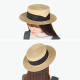 CA4LA ハット 帽子 レディース 春夏 春 夏 カシラ カンカン帽 麦わら帽子 麦わら 日除け帽子 浅め ブランド リボン 上品 きれいめ 女性 大人 おしゃれ 高級感 ブラック 無地 かわいい 日本製 HOLE TAM-02680