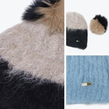 CA4LA 帽子 ニット帽 レディース 秋冬 冬 カシラ ブランド おしゃれ ニットキャップ 防寒 暖かい ツートン バイカラー ポンポン モヘヤ ウール アルパカ 日本製 ふわふわ 秋 可愛い BAA ONM01901