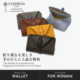 クレドラン 折り財布 レディース ブランド CLEDRAN 財布 本革 牛革 革 レザー カウレザー かぶせ フラップ 大人 小銭入れあり おしゃれ 上品 シンプル ギャルソン 日本製 NOUVE POINT SHORT WALLET CL-4031