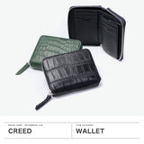 クリード 財布 二つ折り財布 メンズ レディース 二つ折り Creed 二つ折 ブランド 本革 革 レザー クロコダイル ファスナー ボックス型小銭入れ おしゃれ 大人 折り財布 小銭入れあり CROCODILE RF middle 456C142