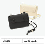 クリード カードケース メンズ レディース 財布 薄い Creed ブランド おしゃれ 本革 ストラップ付き ミニ 革財布 かぶせ カード 軽量 革 レザー 高級感 スリム シンプル CANVAS LEATHER マルチカードケース 827C3
