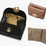 ハシバミ 三つ折り財布 レディース 小さい ブランド HASHIBAMI 財布 本革 革 レザー おしゃれ かわいい コンパクト ミニ 三つ折り 小銭入れ 大人 上品 黒 ニュー ラウンドフォルム ミニウォレット Ha-1711-453