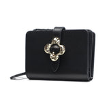 ハシバミ 二つ折り財布 レディース ブランド HASHIBAMI 財布 本革 革 レザー おしゃれ かわいい 小銭入れ 大人 上品 フラワー 花 ベルト 折財布 シンプル フラワーバックル 二つ折りウォレット Ha-2407-500