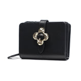 ハシバミ 二つ折り財布 レディース ブランド HASHIBAMI 財布 本革 革 レザー おしゃれ かわいい 小銭入れ 大人 上品 フラワー 花 ベルト 折財布 シンプル フラワーバックル 二つ折りウォレット Ha-2407-500