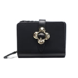 ハシバミ 二つ折り財布 レディース ブランド HASHIBAMI 財布 本革 革 レザー おしゃれ かわいい 小銭入れ 大人 上品 フラワー 花 ベルト 折財布 シンプル フラワーバックル 二つ折りウォレット Ha-2407-500