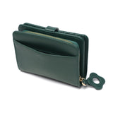 ハシバミ 二つ折り財布 レディース ブランド HASHIBAMI 財布 本革 革 レザー おしゃれ かわいい 小銭入れ 大人 上品 フラワー 花 ベルト 折財布 シンプル フラワーバックル 二つ折りウォレット Ha-2407-500