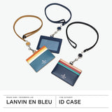 ランバン オン ブルー IDケース メンズ 本革 LANVIN en Bleu IDカードホルダー IDカードケース ブランド レザー 牛革 革 ネックストラップ リール付き おしゃれ 軽量 カード スタンパ 522606