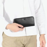 ランバン オン ブルー 財布 長財布 メンズ ブランド LANVIN en Bleu おしゃれ 大人 上品 レザー 牛革 本革 ラウンドファスナー 高級感 シンプル ロゴ 無地 ビジネス ポワール ラウンドファスナー長札 537607