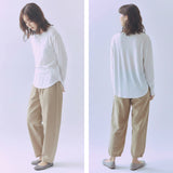 me. Tシャツ レディース 長袖 ミードット ロングTシャツ プルオーバー カットソー シンプル 日本製 薄手 カジュアル おしゃれ トップス flow cotton silk ヘンリーネックT me-24401