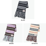 ミルクフェド マフラー レディース MILKFED. ブランド 大判 大きめ ボーダー ストライプ フリンジ カジュアル かわいい おしゃれ ふわふわ 防寒 起毛 軽い 女性 STRIPED FRINGE STOLE 103254054002