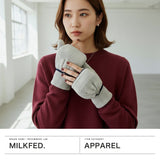 ミルクフェド 手袋 レディース 防寒 指なし MILKFED. かわいい ミトン ブランド 女性 ケーブル編み ハート グローブ 大人 人気 裏ボア フィンガーレス おしゃれ 2WAY HEART CABLE MITTENS 103254054004