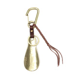 Mr. Olive E.O.I Shoe Horn Portable MR.OLIVE E.O.I Shoe Horn Brass Leather Key Ring Carabiner Brand Stylish Mobile Shoe Horn Made in Japan POLISHED STEER LEATHER BRASS SHOE HORN KEY RING ME361