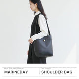 マリンデイ ショルダーバッグ レディース B5 小さめ ブランド MARINEDAY バッグ ショルダー 神戸 大人 ナイロン おしゃれ 日本製 シンプル 無地 カジュアル バケツ型 2WAY 2WAYショルダー 66NYLON×姫路レザー ROOTS