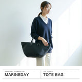 マリンデイ トートバッグ レディース ファスナー付き 小さめ ブランド MARINEDAY 軽量 軽い 旅行 ナイロン シンプル カジュアル おしゃれ 上品 大人 横型 無地 底鋲 A5 日本製 66NYLON×姫路レザー S-DAISY