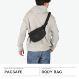 パックセーフ ボディバッグ メンズ レディース ブランド pacsafe 小さめ 軽い 軽量 かっこいい シンプル カジュアル おしゃれ 横 旅行 海外 防犯 スキミング防止 RFID タブレット 撥水 V ヒップパック