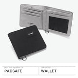 パックセーフ 二つ折り財布 メンズ レディース ブランド pacsafe 財布 小さい 小銭入れなし 薄い コンパクト 黒 カード おしゃれ カジュアル かっこいい 撥水 RFIDセーフ機能 RFIDバイフォールドウォレット