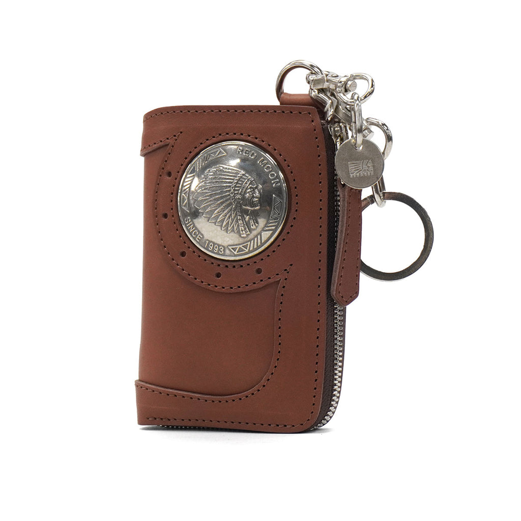 RED MOON　レッドムーン　二つ折り財布　レザー　本革　コンチョ　ブラウン 正規取扱店】 レッドムーン 財布 二つ折り財布 メンズ レディース