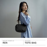 REN トートバッグ レディース 小さめ ファスナー付き レン バッグ レザー カバン ブランド A5 ゴートレザー 山羊革 革 横型 肩掛け 大人 スクエア シンプル BARE スラウチーボックスバッグS 1-11-40677