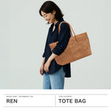 REN トートバッグ レディース 大きめ レン バッグ 軽量 ブランド A4 肩掛け 大人 女性 ヤギ革 ゴートメッシュ 本革 革 レザー メッシュ 石畳編み 丈夫 手編み #16 バスケットM 1-16-26342