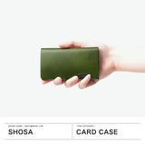 所作 カードケース メンズ レディース 名刺入れ おしゃれ Shosa ブランド 本革 革 レザー 牛革 小銭入れ付き 名刺 カード 森半 ロビココ サステナブル シンプル 日本製 三つ折り カード入れ 一枚革 抹茶