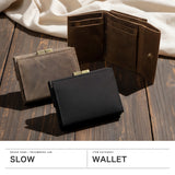 SLOW 三つ折り財布 メンズ レディース ブランド がま口 スロウ 財布 本革 小さい 小さめ 小銭入れあり ミニ財布 コンパクト 軽量 軽い レザー クーズー革 ウォレット 日本製 kudu clasp trifold wallet 333S135L