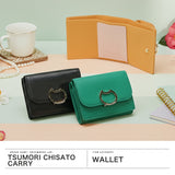 ツモリチサト 三つ折り財布 レディース 革 かわいい ブランド tsumori chisato CARRY 財布 黒 三つ折り レザー 本革 コンパクト 猫 小さめ 小銭入れ ネコおこし ミニ財布 57825