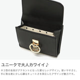 ツモリチサト 三つ折り財布 レディース 革 かわいい ブランド tsumori chisato CARRY 財布 黒 三つ折り レザー 本革 コンパクト 猫 小さめ 小銭入れ カード ネコおこし 折財布 57826