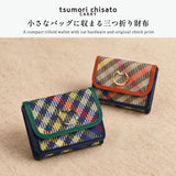ツモリチサト 三つ折り財布 レディース ブランド tsumori chisato CARRY 財布 本革 レザー かわいい 折財布 三つ折 小銭入れあり 牛革 コンパクト ミニ チェック柄 猫 ネコ おしゃれ tcチェック ミニ財布 56020