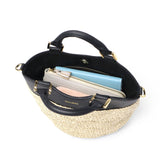 【正規品】 ヴィオラドーロ トートバッグ レディース VIOLAd'ORO トート かごバッグ 軽量 小さめ ショルダーバッグ ブランド 女性 おしゃれ 本革 レザー 2WAY SANDRO ラフィア レザーコンビトートSサイズ V-8888