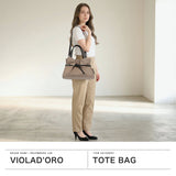 【正規品】 ヴィオラドーロ トートバッグ レディース VIOLAd'ORO 斜め掛け 軽い 軽量 ブランド かわいい 小さめ レザーコンビ ショルダー 日本製 2WAY A5 BIANCA ナイロンドロストトートバッグ M V-2293