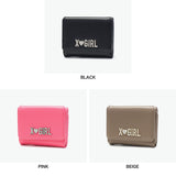 エックスガール 財布 レディース コンパクト X-girl 小さめ ブランド 三つ折り ミニ ミニ財布 かわいい おしゃれ カジュアル 小銭入れ ロゴ 合皮 高校生 中学生 女子 RHINESTONE LABEL MINI WALLET 105252054013