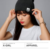 エックスガール ニット帽 レディース 帽子 X-girl ブランド 女子 かっこいい ストリート FACEロゴ コットン ビーニー ブラック ネイビー 黒 紺 フリーサイズ 春 夏 秋 冬 FADED BEANIE 105252051007