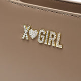 【セール30%OFF】 エックスガール ハンドバッグ 小さめ X-girl バッグ レディース 黒 トートバッグ ファスナー付き ワンハンドル ミニバッグ ミニ 小さい 軽量 レトロ 肩掛け Y2K RHINESTONE LABEL HANDBAG 105252053006