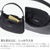 エックスガール ハンドバッグ レディース 小さめ 横長 X-girl バッグ 軽量 フェイクレザー 合皮 ハトメ ミニサイズ ブランド かわいい おしゃれ コンパクト EYELET FAUX LEATHER HAND BAG 105253053010