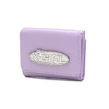 エックスガール 三つ折り財布 レディース かわいい 女子高生 ブランド X-girl 財布 折り財布 ウォレット コンパクト 黒 ブラック 三つ折り 小さめ SILVER GLITTER OVAL LOGO BUCKLE MINI WALLET 105253054008