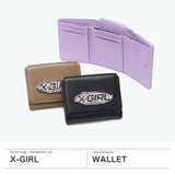 エックスガール 三つ折り財布 レディース かわいい 女子高生 ブランド X-girl 財布 折り財布 ウォレット コンパクト 黒 ブラック 三つ折り 小さめ SILVER GLITTER OVAL LOGO BUCKLE MINI WALLET 105253054008