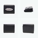 エックスガール 三つ折り財布 レディース かわいい 女子高生 ブランド X-girl 財布 折り財布 ウォレット コンパクト 黒 ブラック 三つ折り 小さめ SILVER GLITTER OVAL LOGO BUCKLE MINI WALLET 105253054008