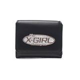 エックスガール 三つ折り財布 レディース かわいい 女子高生 ブランド X-girl 財布 折り財布 ウォレット コンパクト 黒 ブラック 三つ折り 小さめ SILVER GLITTER OVAL LOGO BUCKLE MINI WALLET 105253054008