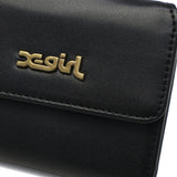 エックスガール 三つ折り財布 レディース かわいい 女子高生 ブランド X-girl 財布 折り財布 ウォレット コンパクト 黒 ブラック 三つ折り 小さめ ミニ MILLS LOGO FAUX LEATHER MINI WALLET 105253054012