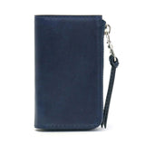 Buggy Port Key Case Pelabuhan Pelabuhan Pound Pusingan Koi Indigo Dye Smooth Leather Leather Leather Leather Lelaki Koi Koi Koi Koi Zys-093