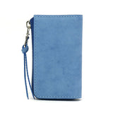 Buggy Port Key Case Pelabuhan Pelabuhan Pound Pusingan Koi Indigo Dye Smooth Leather Leather Leather Leather Lelaki Koi Koi Koi Koi Zys-093