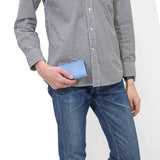 Buggy Port Key Case Pelabuhan Pelabuhan Pound Pusingan Koi Indigo Dye Smooth Leather Leather Leather Leather Lelaki Koi Koi Koi Koi Zys-093