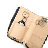 Buggy Port Key Case Pelabuhan Pelabuhan Pound Pusingan Koi Indigo Dye Smooth Leather Leather Leather Leather Lelaki Koi Koi Koi Koi Zys-093