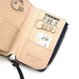 Buggy Port Key Case Pelabuhan Pelabuhan Pound Pusingan Koi Indigo Dye Smooth Leather Leather Leather Leather Lelaki Koi Koi Koi Koi Zys-093