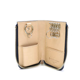 Buggy Port Key Case Pelabuhan Pelabuhan Pound Pusingan Koi Indigo Dye Smooth Leather Leather Leather Leather Lelaki Koi Koi Koi Koi Zys-093